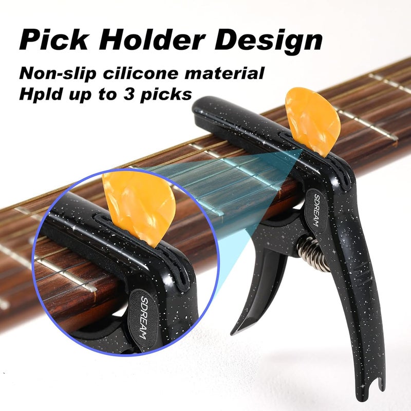 SDREAM Guitar Capo For 6-String Electric and Acoustic Guitars (Black) - Image 4